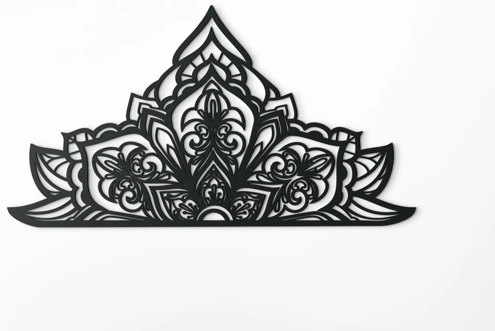 drevko Polovičná mandala z dreva Ornament Rozmer obrazu: 35,5 x 65 cm, Farba dekorácie: Čierna