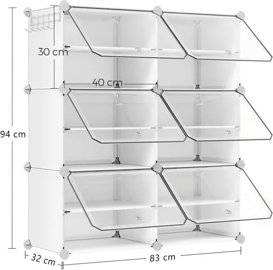 Úložné boxy na topánky biele ABO-E1033 WT (6 ks)