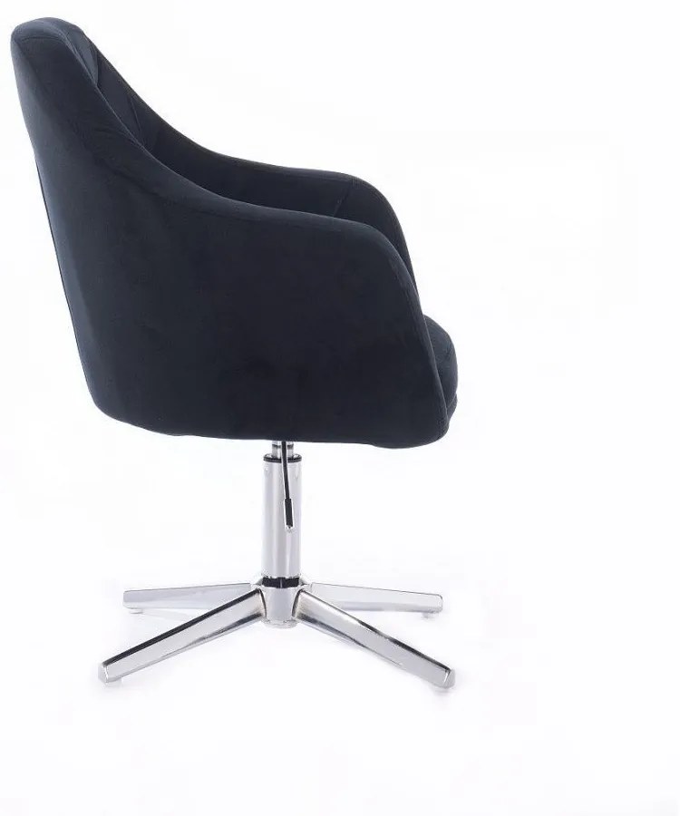 LuxuryForm DESIGN Kreslo ROMA VELUR na striebornom kríži - čierne