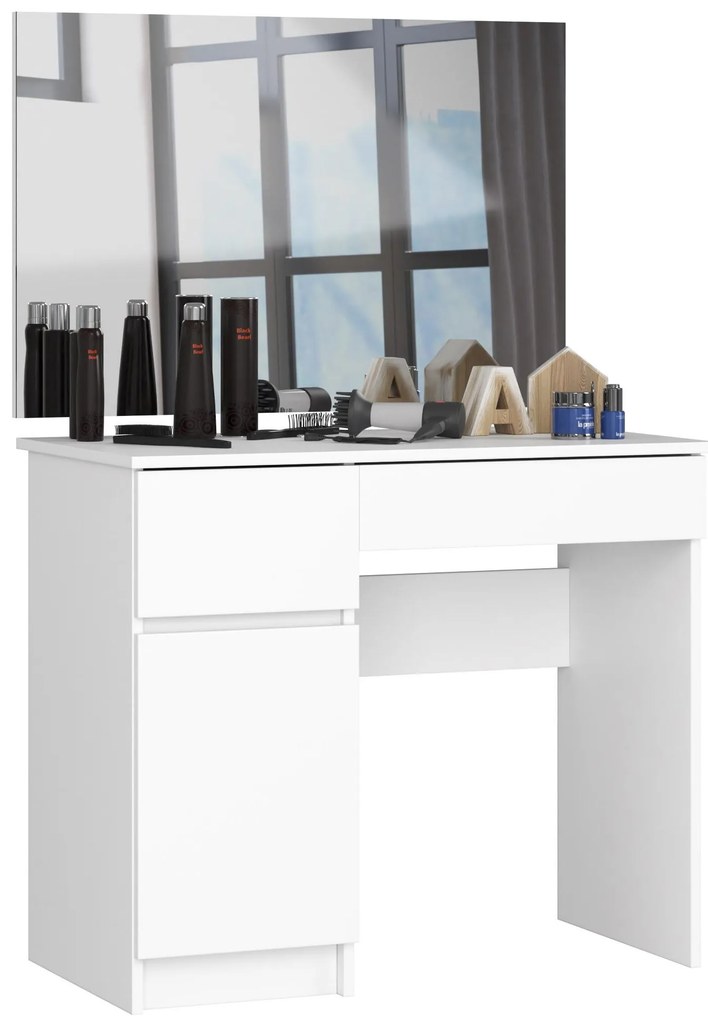 Toaletný stolík Parijat (biela) (so zrkadlom) (L). Akcia -19%. Vlastná spoľahlivá doprava až k Vám domov. 1128839