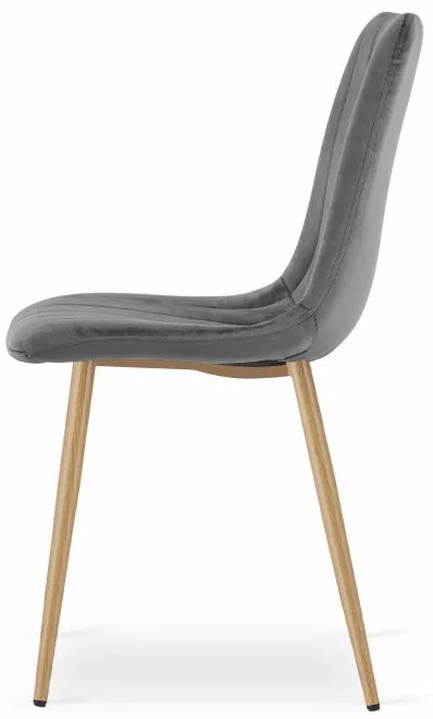 Set dvoch jedálenských stoličiek LAVA zamatové sivé / drevené nohy (2 ks)