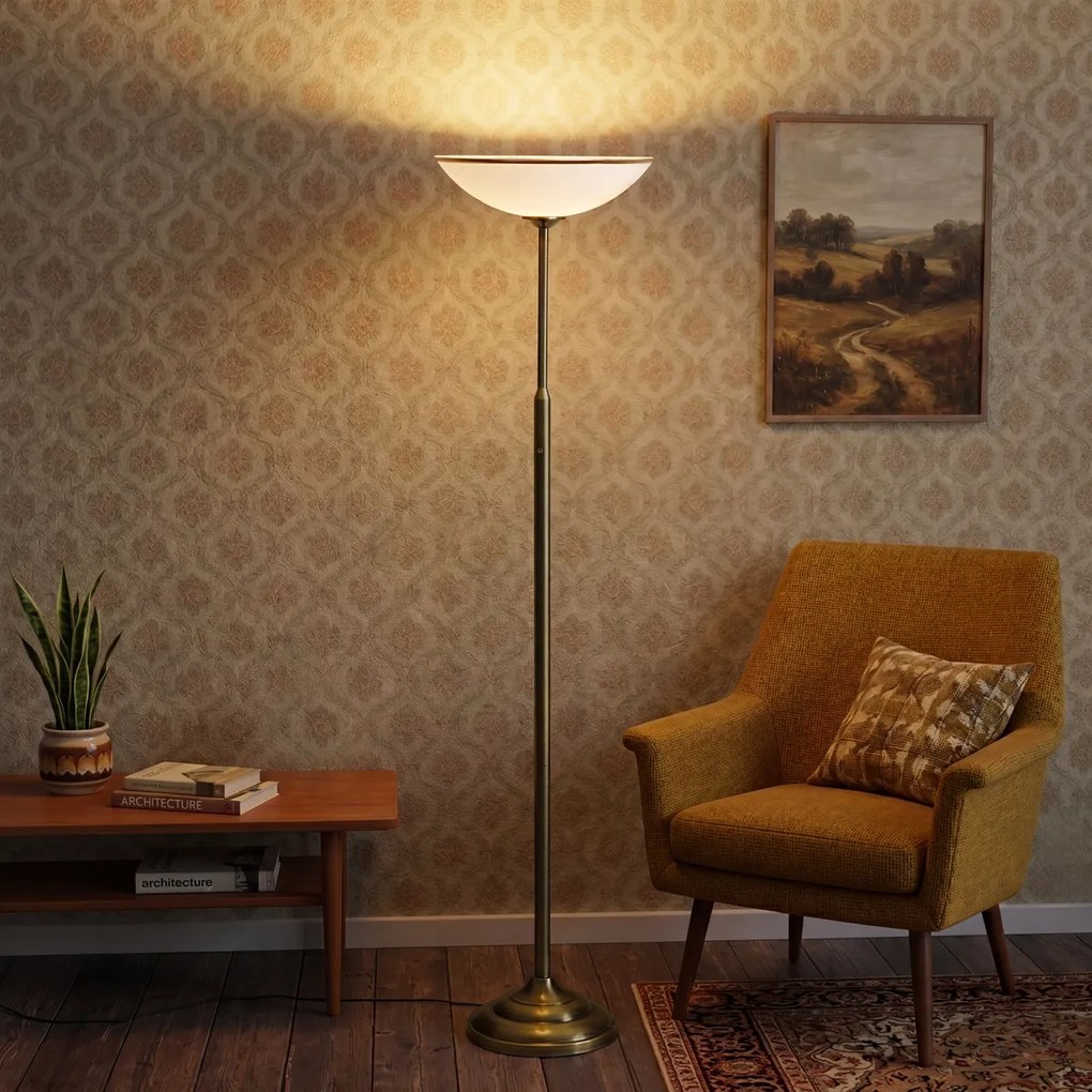 Klasická stojaca lampa bronzová s opálovým sklom - Katarina