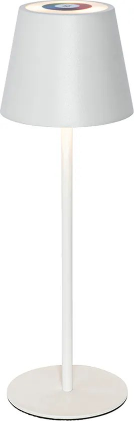 Stolná lampa biela vrátane LED stmievateľná a nabíjateľná RGB IP54 - Murdock