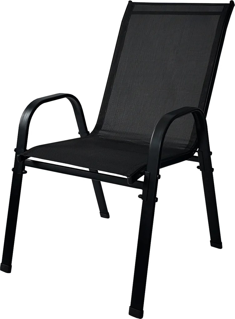TRENDIE Záhradné stoličky sada 6ks čierne