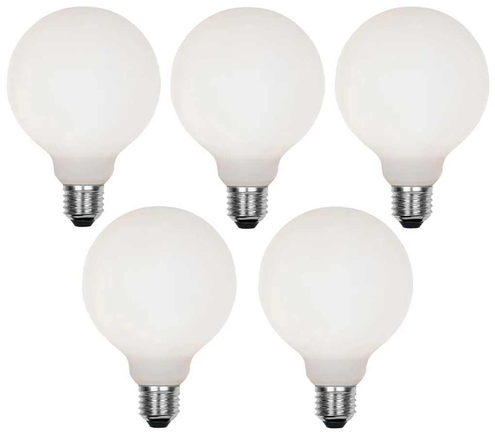 Sada 5 stmievateľných LED žiaroviek E27 G95 matné 4W 430lm 2200-4000K