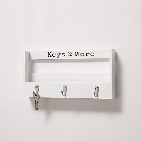 Nástenný vešiak na kľúče biely 30 cm | BIANO