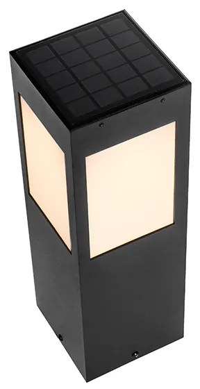 Vonkajšia stojaca lampa čierna 40 cm s nastaviteľným svetlom a senzorom na solárne - Charlotte
