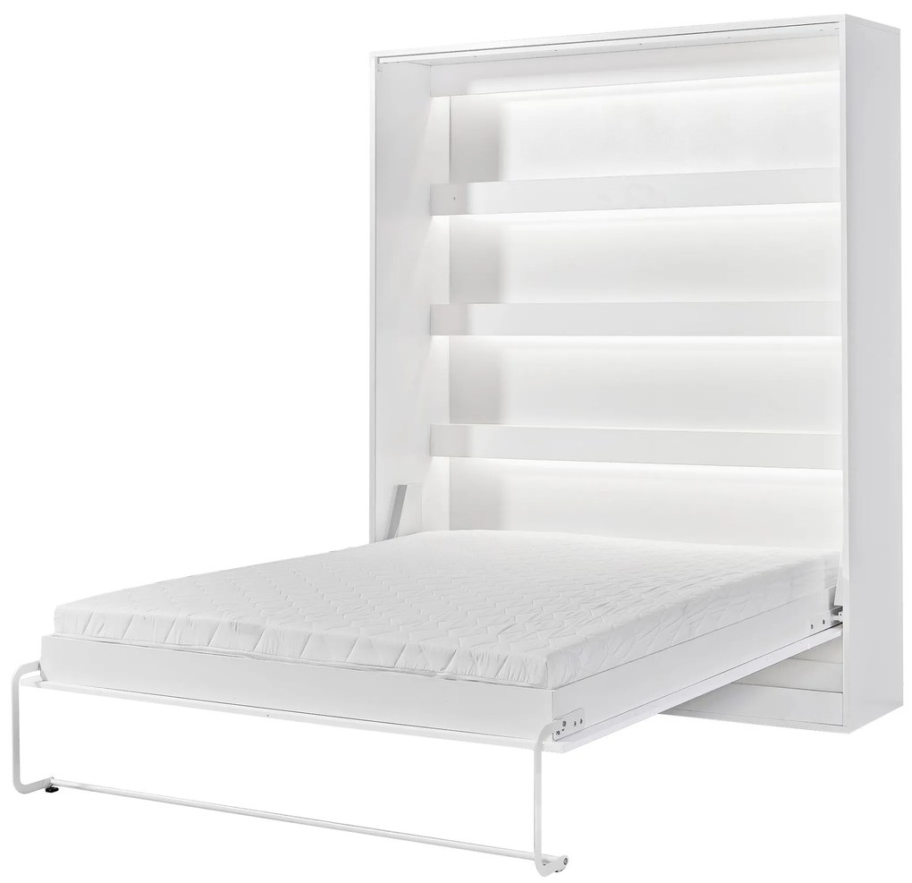 Sklápacia posteľ 160 Perfecto I (biela + biela + biela) (vertikálna) (bez osvetlenia). Akcia -20%. Vlastná spoľahlivá doprava až k Vám domov. 1128893