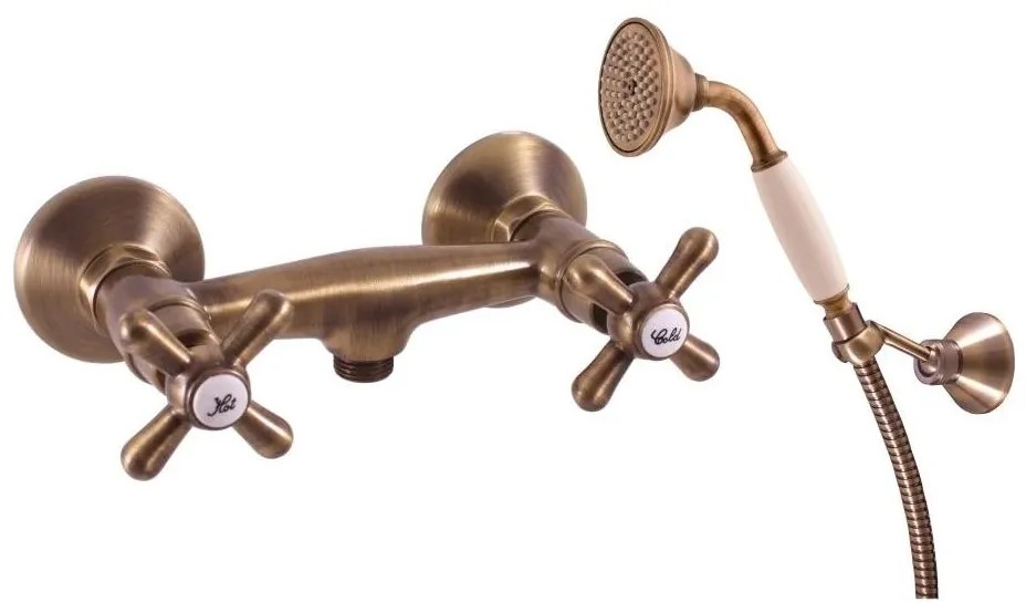 RAV Slezák MK180.5/2SM - Sprchová súprava s batériou MORAVA RETRO stará mosadz