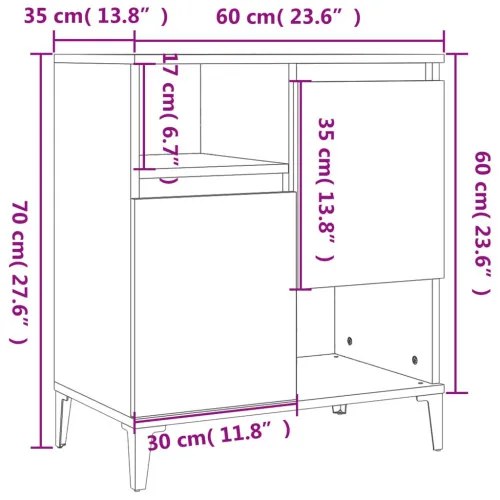 vidaXL Komody 2 ks dymový dub 60x35x70 cm kompozitné drevo-