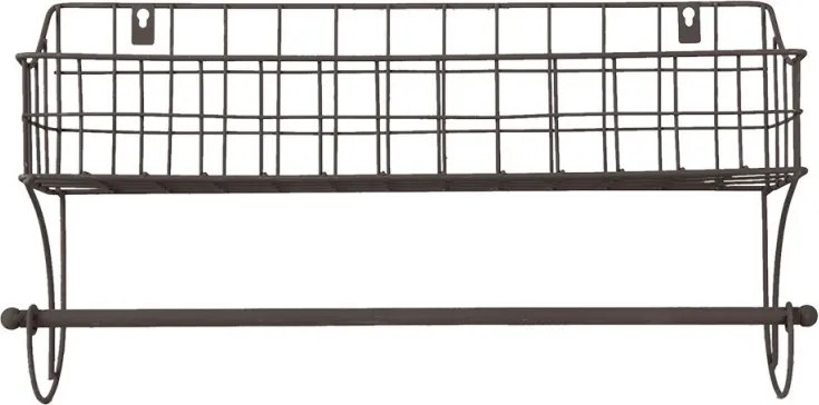 Nástenný kovový držiak na uterák s košíkom - 44 * 12 * 25 cm
