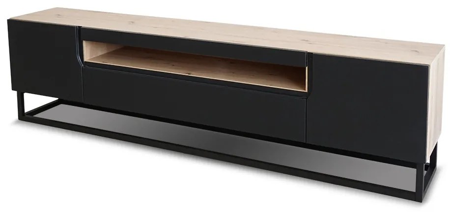 TV skrinka s kovovou podstavou Loftia - artisan/čierny mat