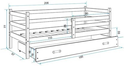 Detská posteľ ERYK 200x90 cm Biela Biela