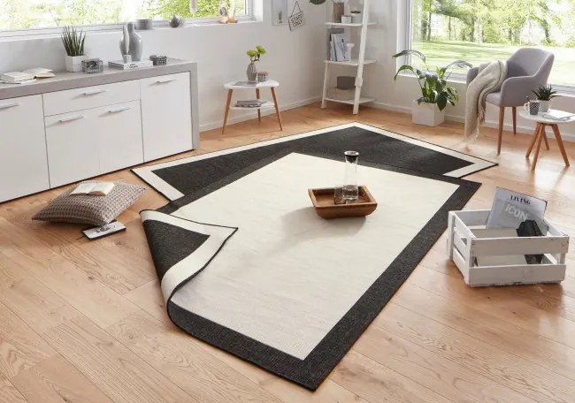 Obojstranný koberec Hanse Home Twin Panama čierny / krémový