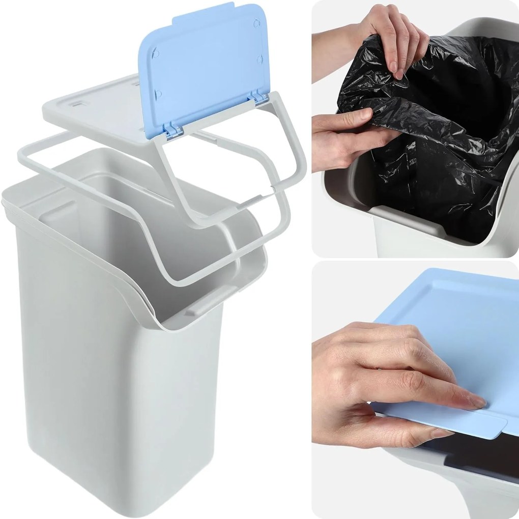 Odpadkové koše / Koše na špinavú bielizeň sada 4x25l, STACKBOX - bielo-sivá
