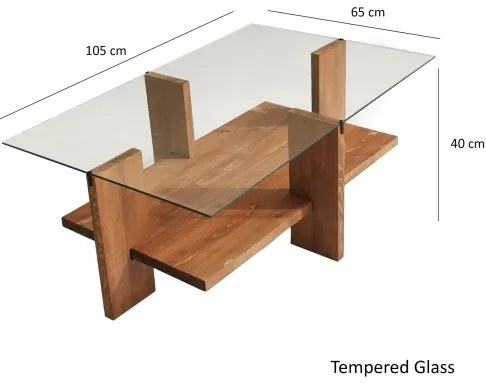 Konferenčný stolík BABYLON 40x105 cm hnedá/číra