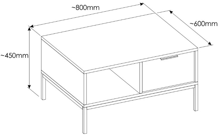 Konferenčný stolík AUSTIN kašmír/ zlatý, 80 cm