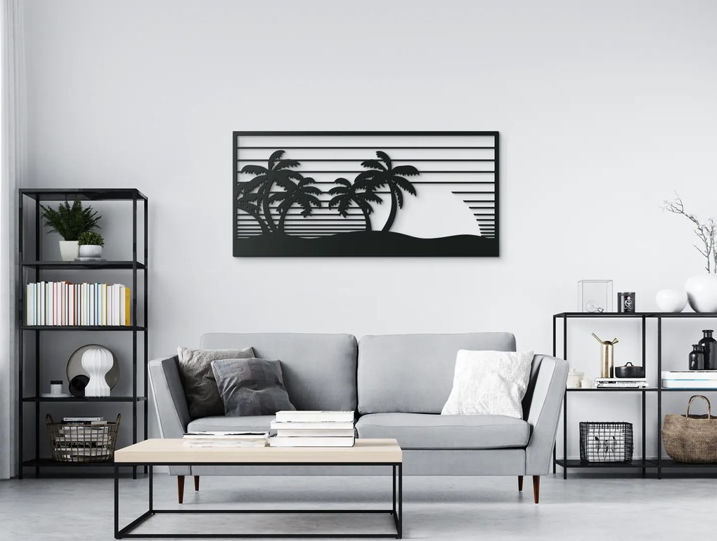 drevko Drevený obraz na stenu Západ Slnka Rozmer obrazu: 30,5 x 65 cm, Farba dekorácie: Čierna