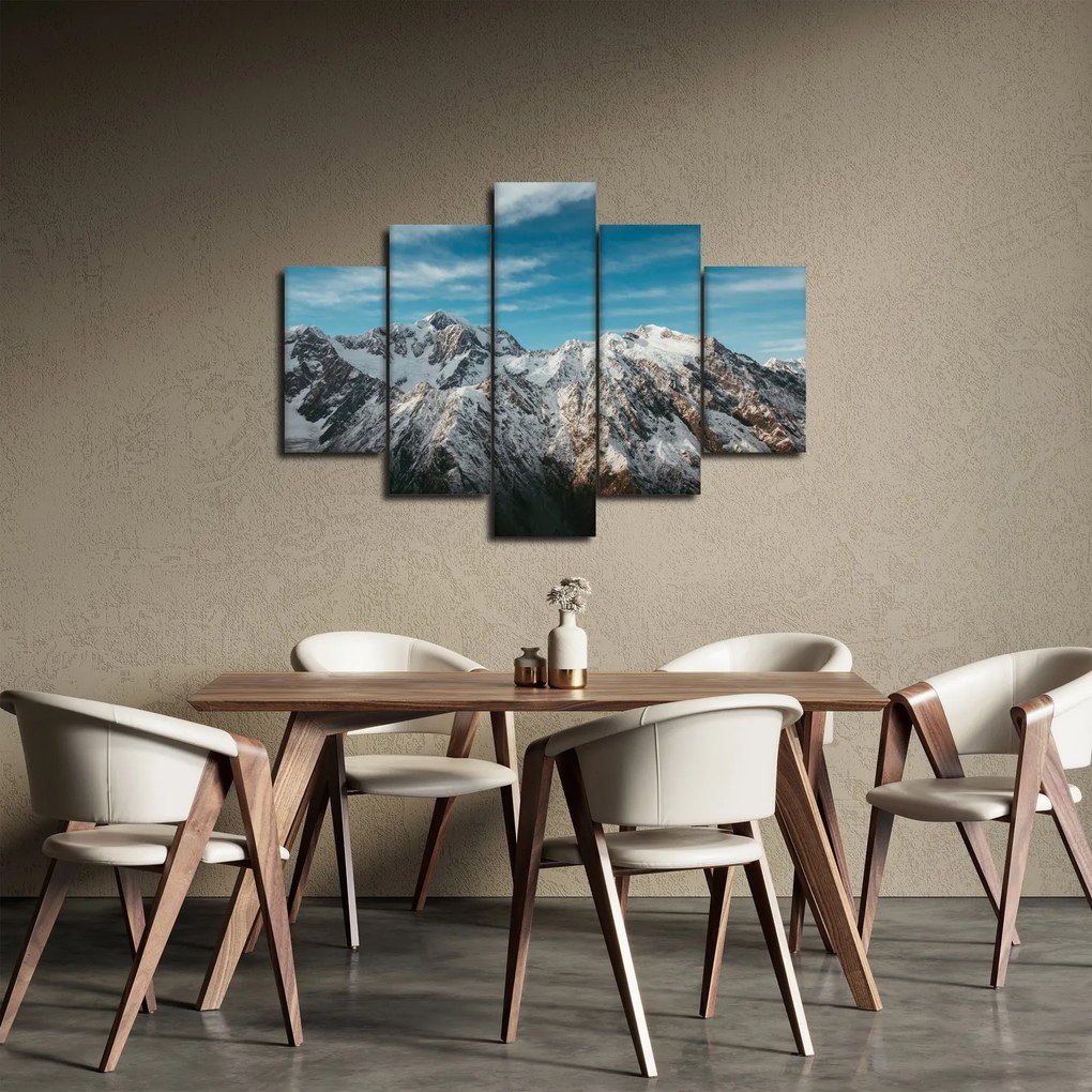 Obraz zasnežených vrcholkov, Fiordland (150x105 cm)
