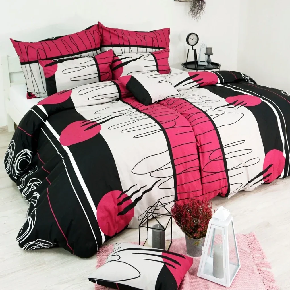 Obliečky Split bordové EMI: Predĺžený set jednolôžko obsahuje 1x 140x220 + 1x 70x90