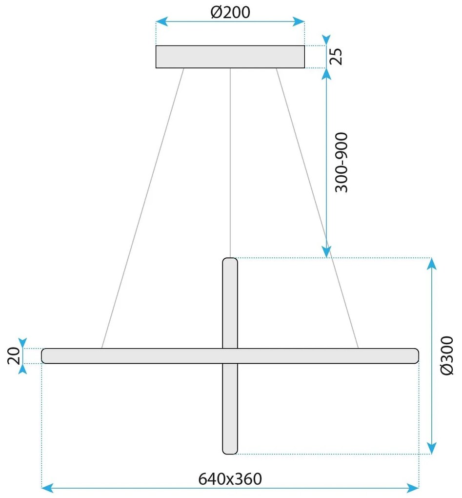 Toolight Toolight, LED závesné svietidlo 64x36 cm, 60W, G034-CP, zlatá lesklá, OSW-06301
