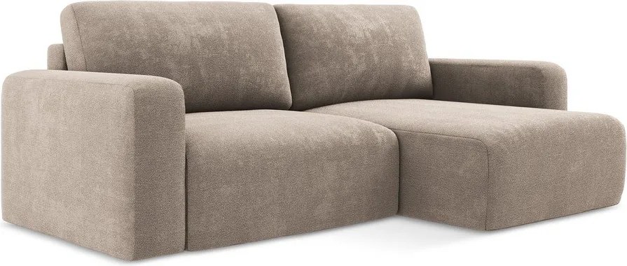 Béžová ženilková rozkladacia/s úložným priestorom rohová pohovka (pravý roh/s leňoškou) Kona – Makamii