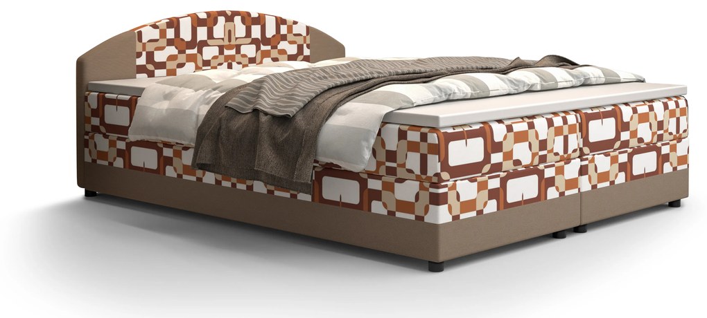 Manželská posteľ Boxspring 140 cm Orlando Comfort (vzor + svetlohnedá) (s matracom a úložným priestorom). Vlastná spoľahlivá doprava až k Vám domov. 1056249