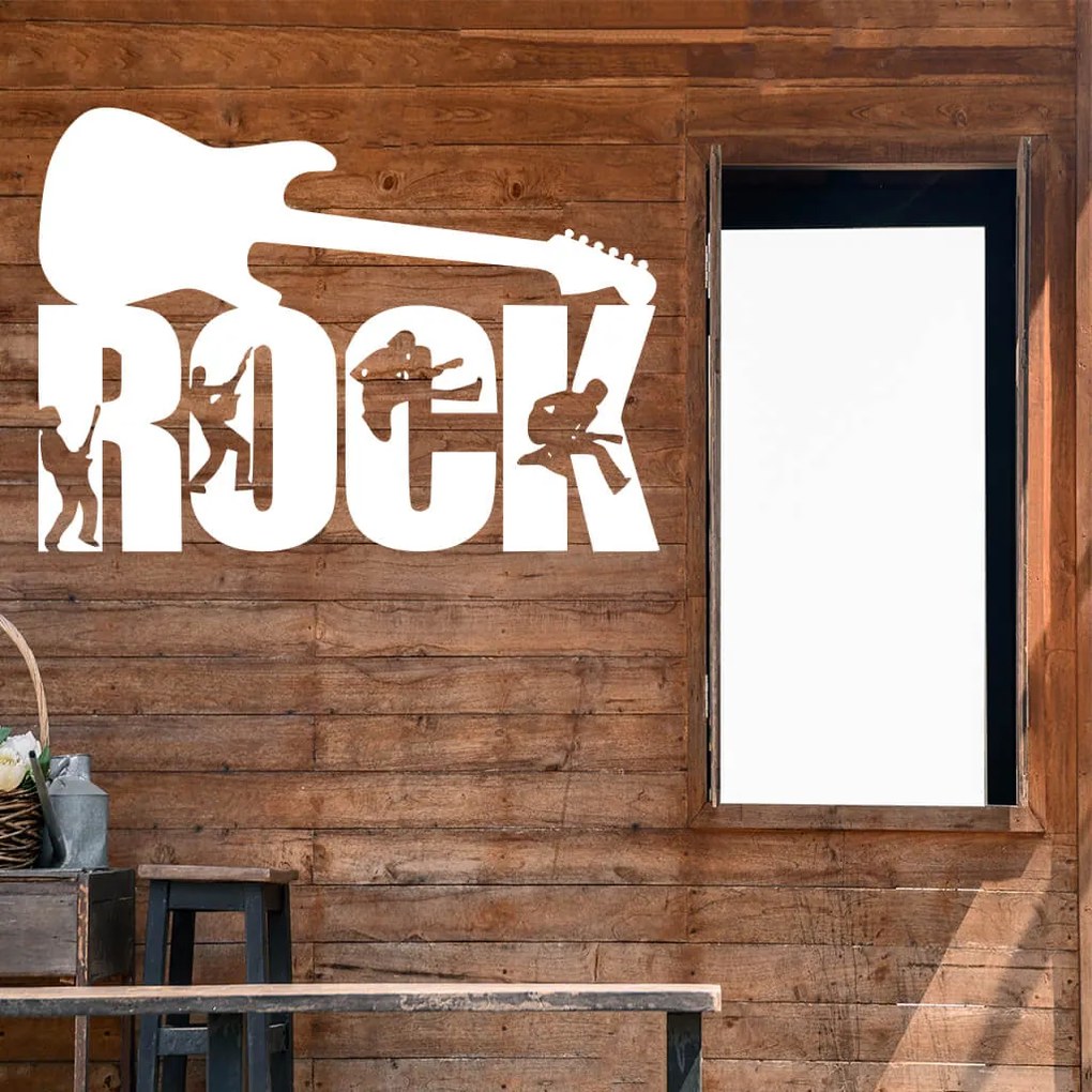 Veselá Stena Samolepka na stenu na stenu Nápis ROCK Farba: černá