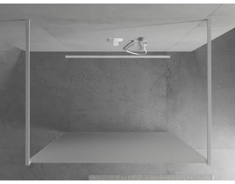 Mexen Kioto, priechodná sprchová zástena 110 x 200 cm, 8mm sklo námraza, 2x biela stabilizačná rozpera, 800-110-002-20-30