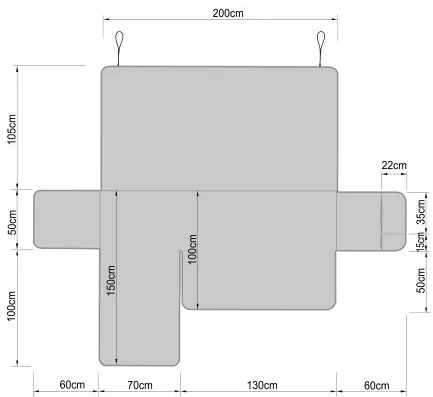 Poťah na rohovú sedačku ľavý PARIS hnedý, 200 cm