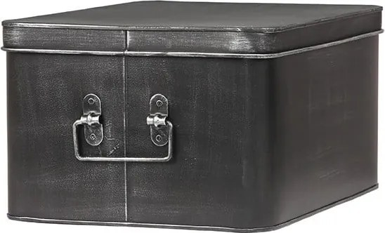 Čierny kovový úložný box LABEL51 Media, šírka 35 cm