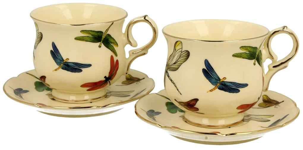 Porcelánová šálka na nohe s podšálkou Dragonfly 150 ml sada 2ks