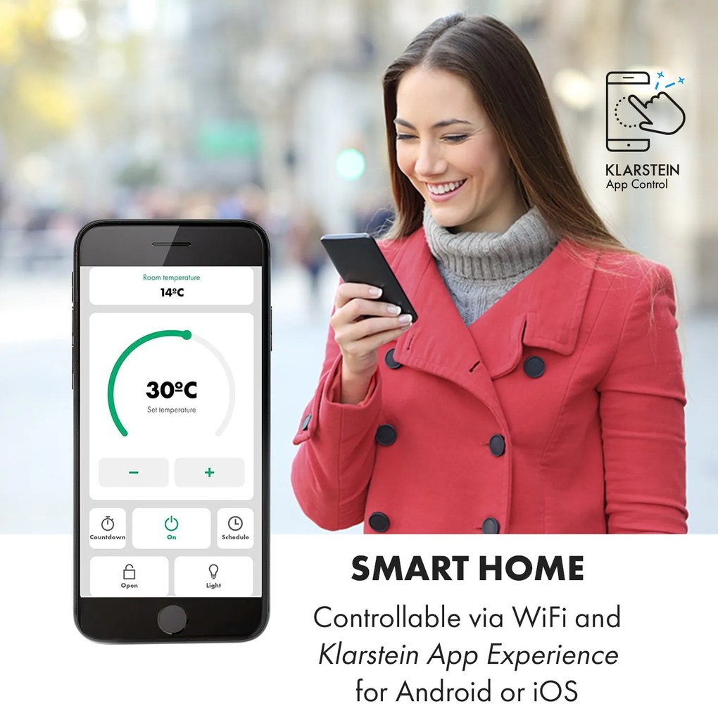 Klarstein Bansin Smart 2500, konvektor, 2500 W, ovládanie cez aplikáciu