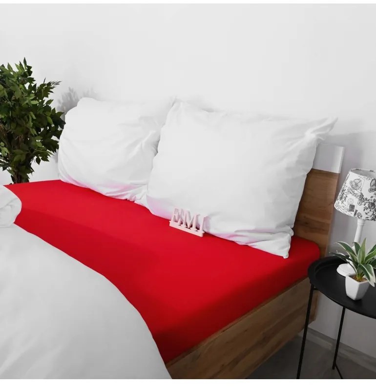 Plachta posteľná červená jersey EMI, Detská plachta 70x140