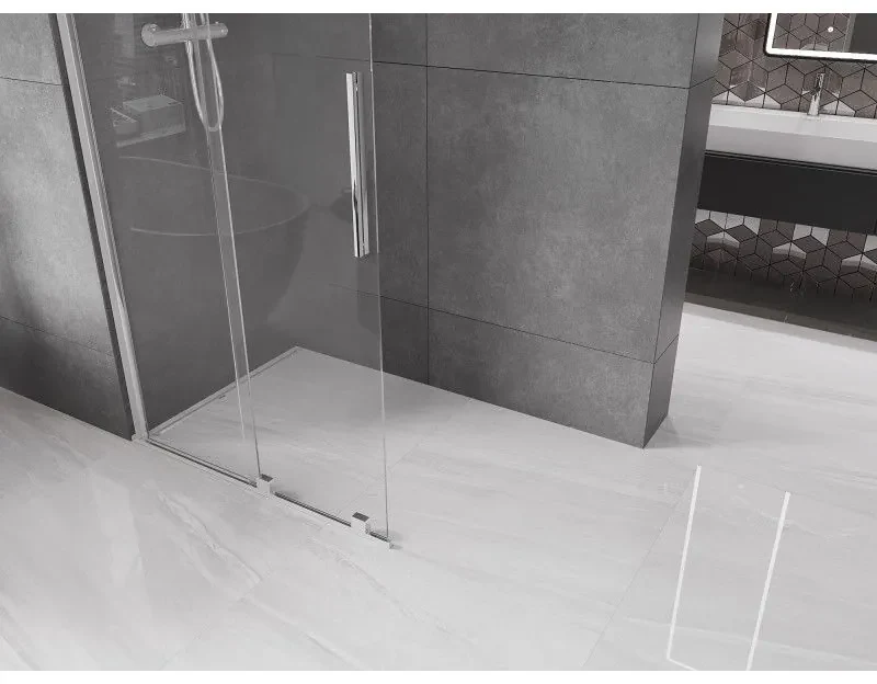 Mexen Velar, posuvné dvere do otvoru typ Walk-In 75 cm, 8mm číre sklo, chrómová, 871-075-000-03-01