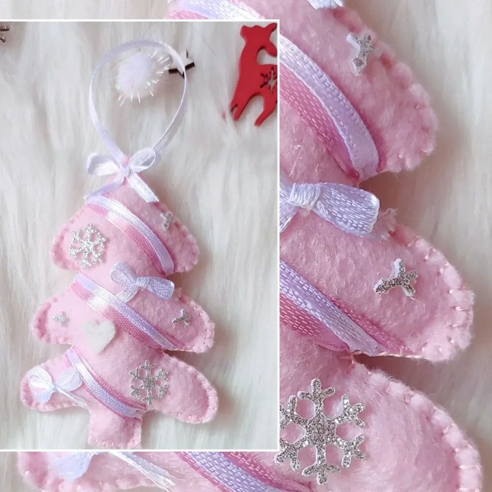 Ručne šité vianočné ozdoby - Stromčeky