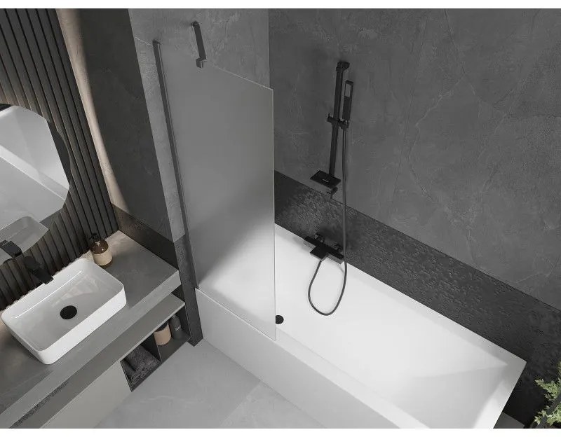 Mexen Next, 1-krídlová vaňová zástena 60 x 150 cm, 6mm sklo námraza, grafitová, 895-060-000-00-30-95