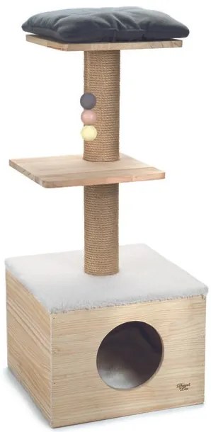 Dizajnové drevené škrabadlo s odpočívadlom pre mačky Ziggi