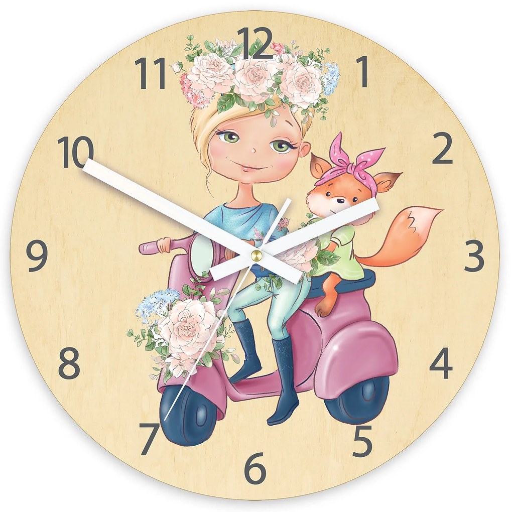 Detské nástenné hodiny Ami Motorka 30 cm viacfarebné