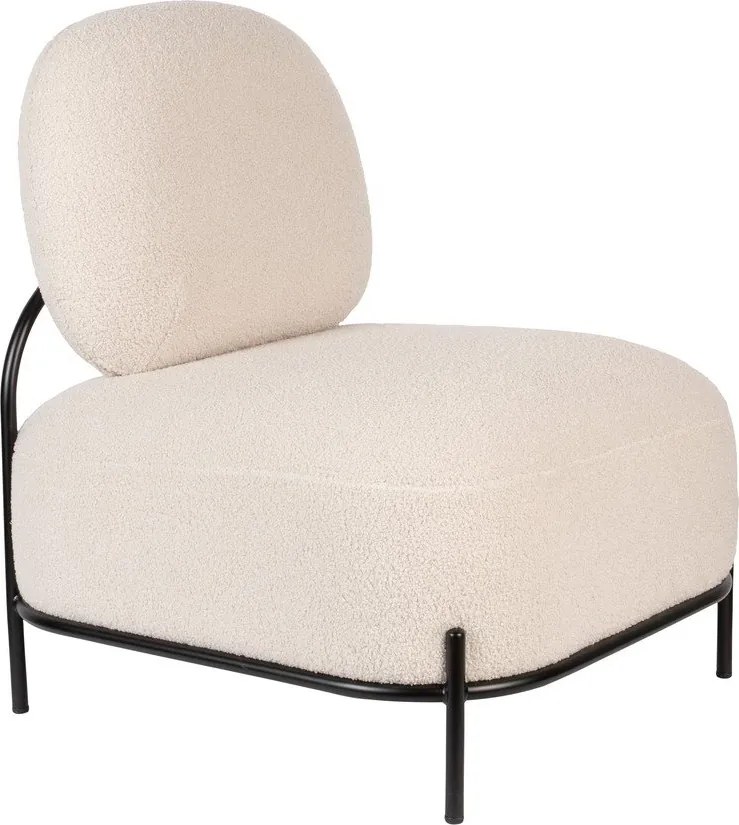 Krémové kreslo z textílie buklé Polly – White Label