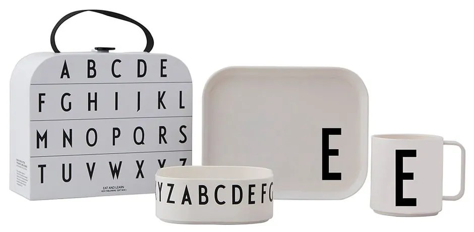 3-dielna detská jedálenská súprava s kufríkom Design Letters Classics E