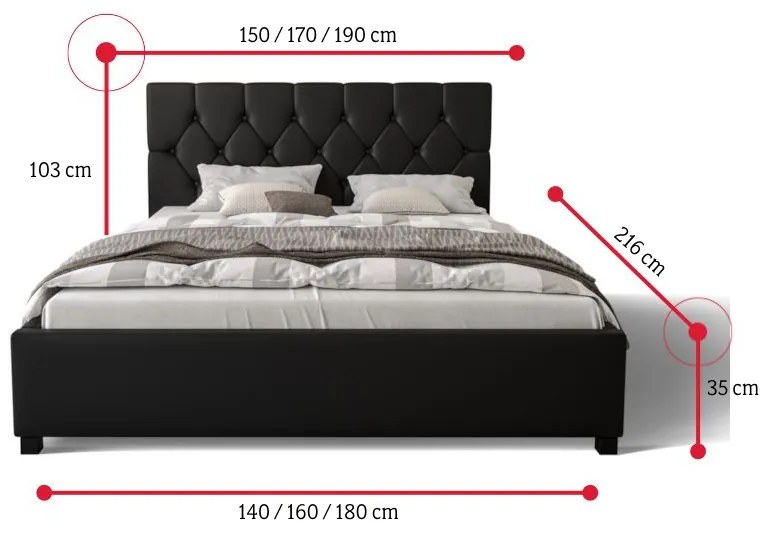 Čalúnená posteľ HILARY + matrace + rošt, 160x200, sioux black