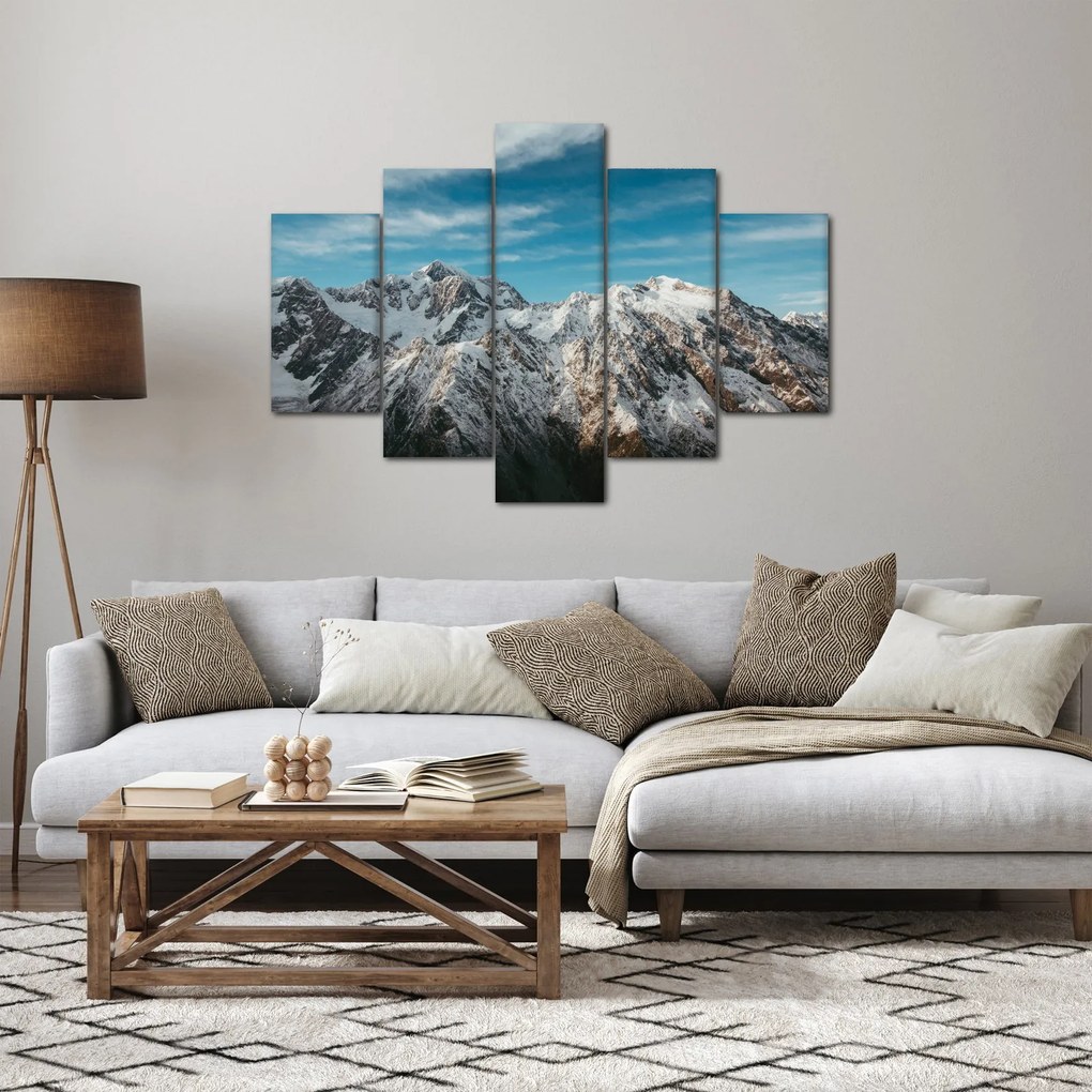 Obraz zasnežených vrcholkov, Fiordland (150x105 cm)