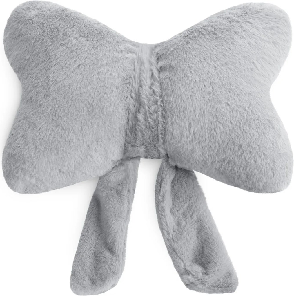 DEKORAČNÝ VANKÚŠ BOW 37X30 CM STRIEBORNÁ