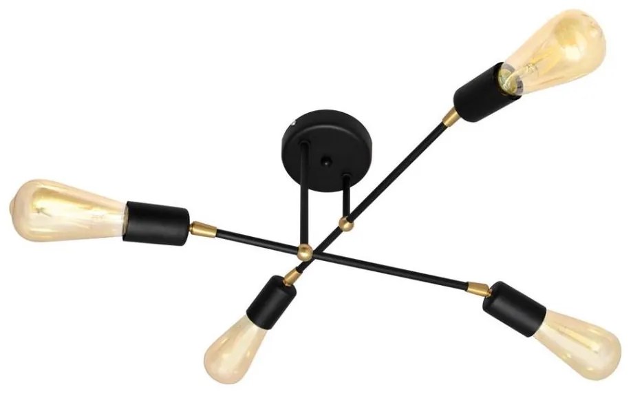 Prisadený luster ROSETTE 4xE27/15W/230V čierna/zlatá