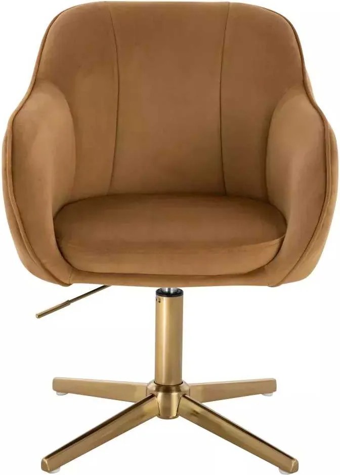 LuxuryForm DESIGN Stolička AVOLA VELUR na zlatom kríži - medová