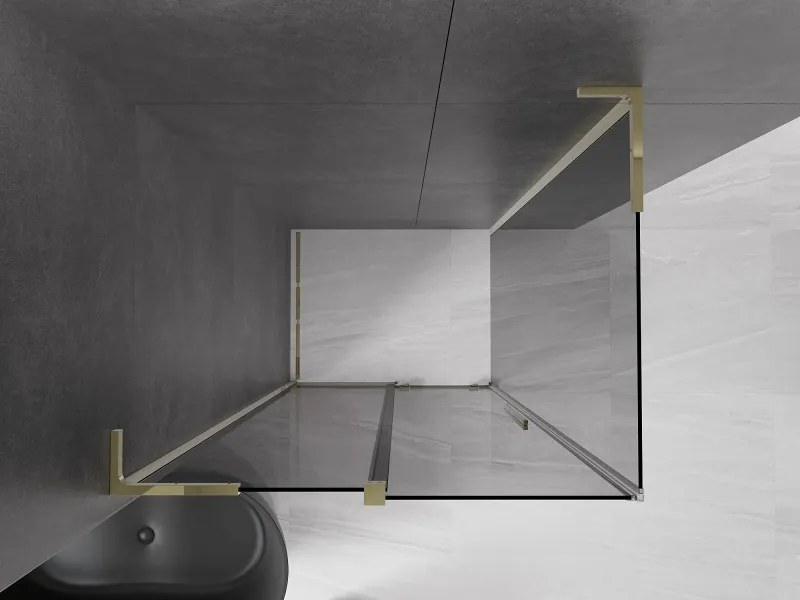 Mexen Velar L, sprchový kút s posuvnými dverami 90 x 100 cm, 8mm šedé sklo, zlatá lesklá, 871-090-100-43-50