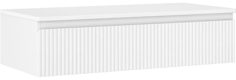 Mexen Rivel, kúpeľňová skrinka 100 cm s hornou časťou, 1 zásuvka, drážkovaná, biela matná, 91A20-10023-1-BFC01