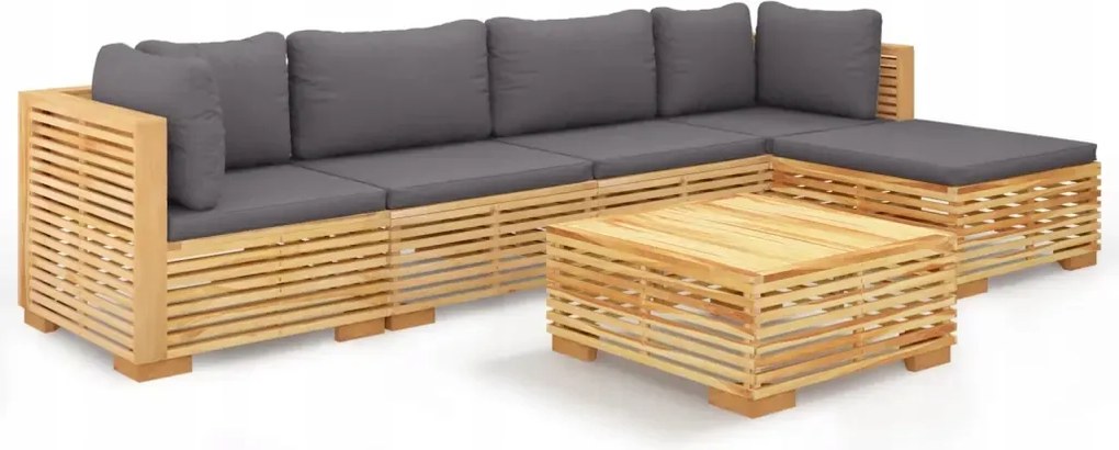 vidaXL 6-dielna sedacia súprava do záhrady, vankúše, teakové drevo