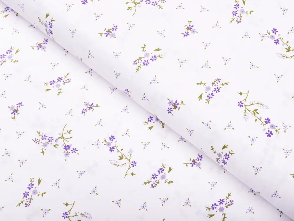 Biante Bavlnená obliečka na vankúš Sandra SA-296 Drobné fialové kvety na bielom 45 x 45 cm